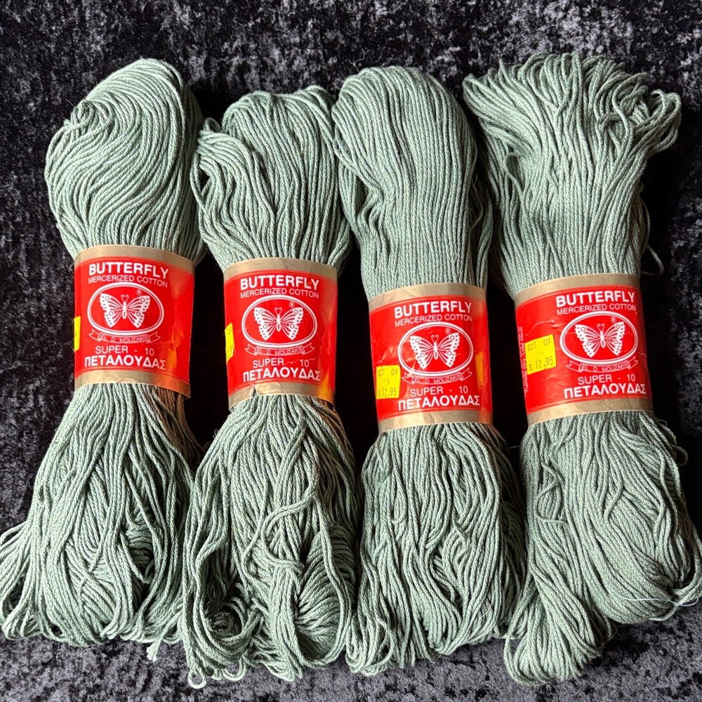 Butterfly Greek Cotton Yarn Sage Green 4 Skeins